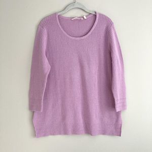 Soft Surroundings Womens Purple Loose Knit Silk Blend Sweater Size Large